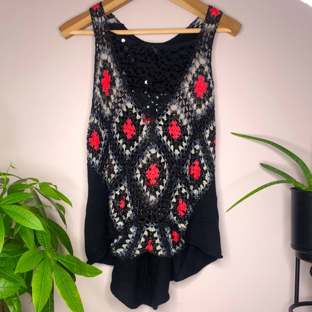FREE PEOPLE Crochet Tunic Tank
